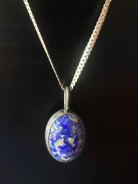 Vintage Hand-Forged Toronto Sterling Silver Bancroft Sodalite Pendant | 1970s